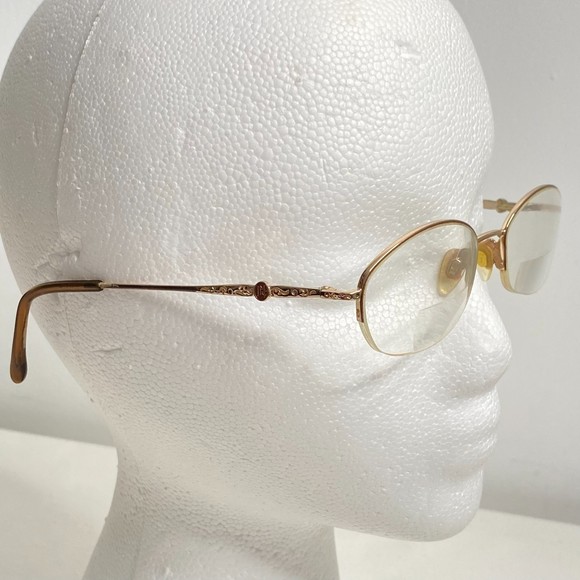 Jessica McClintock JMC 188 Eyeglasses Frame Gold Tone Wire Half Rim Monogram - Picture 2 of 10